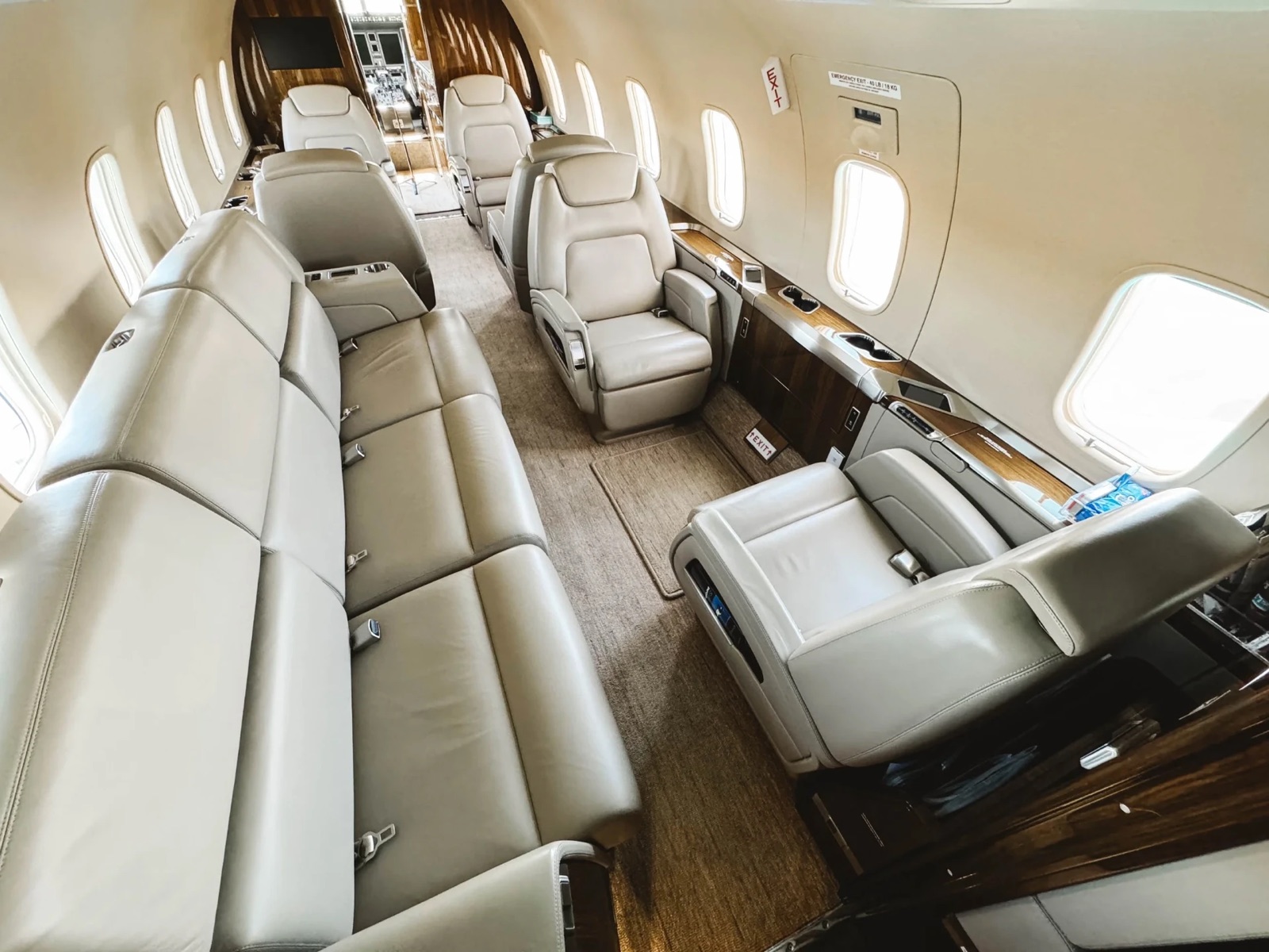 Private jet cabin detailing at an RDU hangar near Durham by Obsidian Detail Studios
